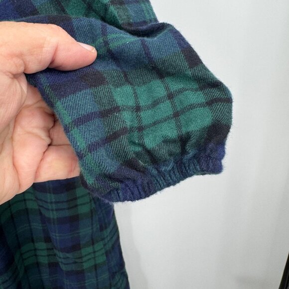 Lands End Women's Flannel Long Sleeve Sleepshirt Nightgown blue green flannel ni - Picture 8 of 13